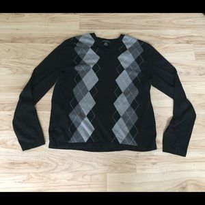 Banana Republic Black Argyle V-neck Sweater Mens L